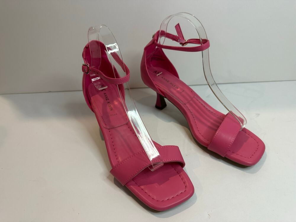 Anne Klein Jessika Ankle Strap Kitten Heel Sandals Pink Women’s Size 9 Elegant